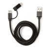 cable - 2-in-1 braided - black by kikkerland