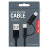 cable - 2-in-1 braided - black by kikkerland