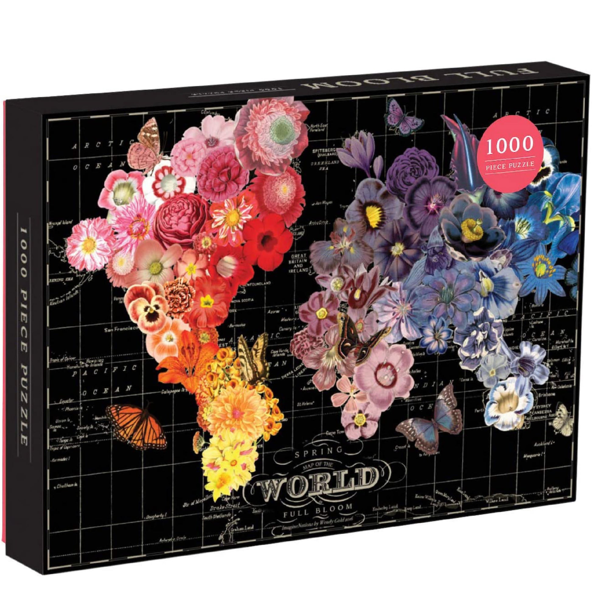 puzzle - 1000pc - full bloom world map by chronicle books