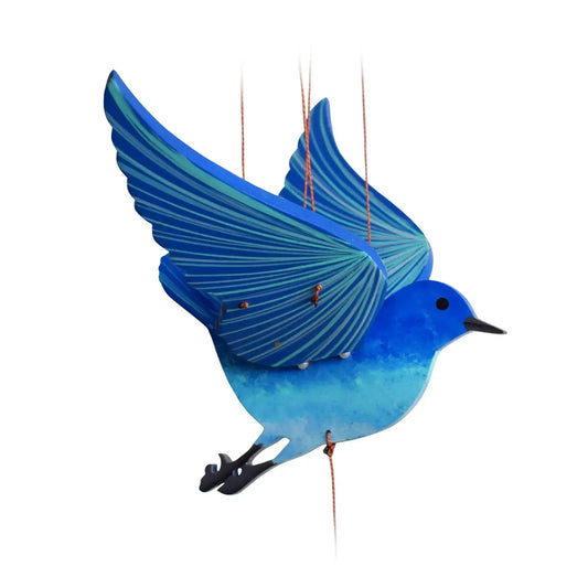 mobile - flying - blue bird of happiness by tulia's artisan gallery