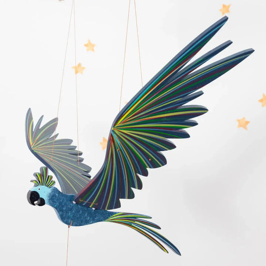 mobile - flying - cockatiel parrot blue by tulia's artisan gallery
