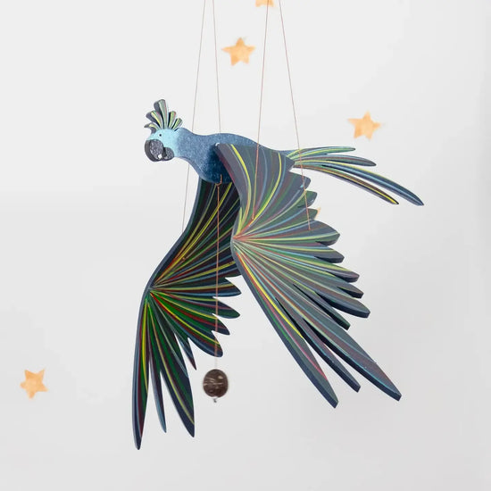 mobile - flying - cockatiel parrot blue by tulia's artisan gallery