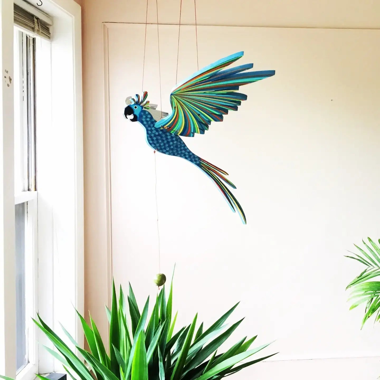 mobile - flying - cockatiel parrot blue by tulia's artisan gallery