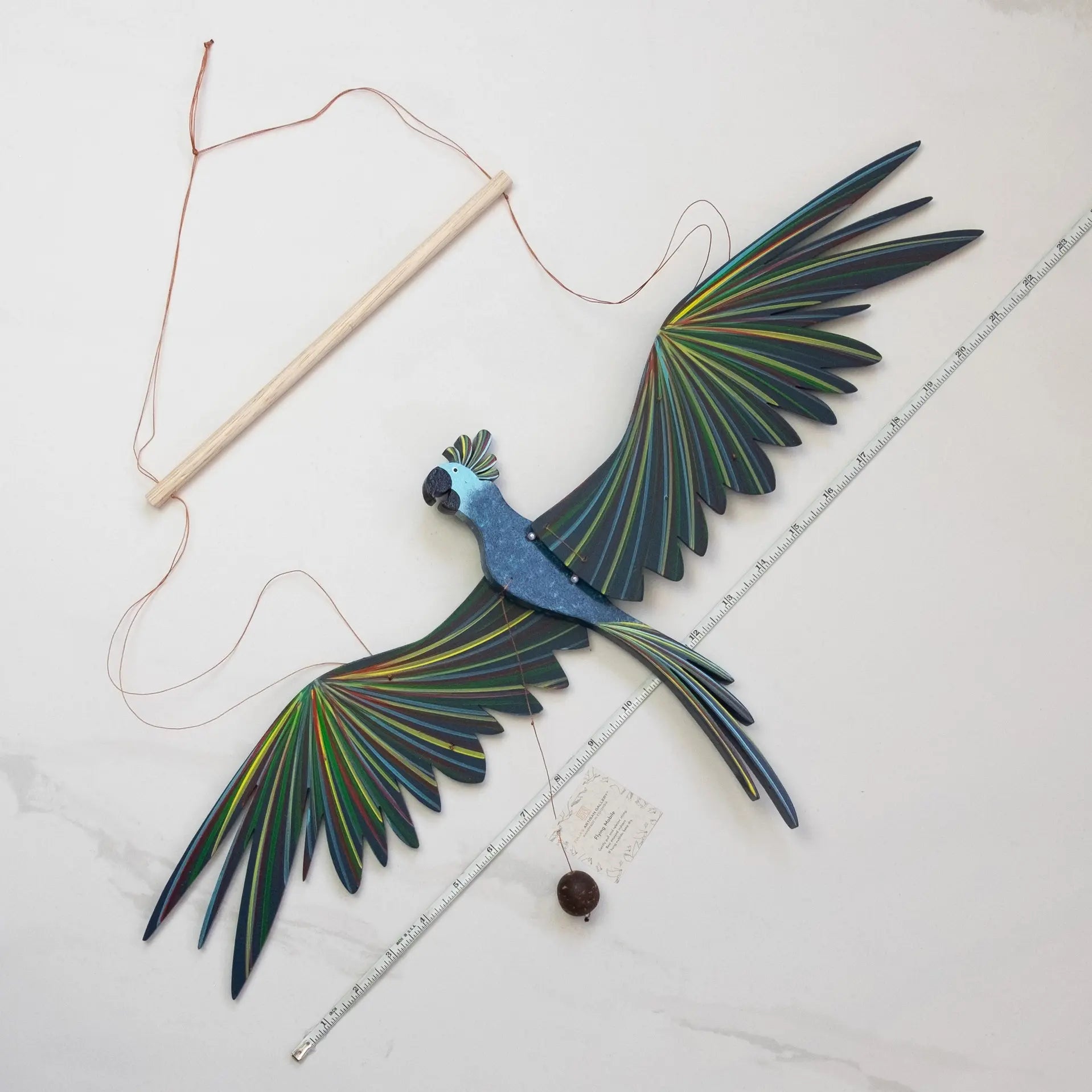 mobile - flying - cockatiel parrot blue by tulia's artisan gallery