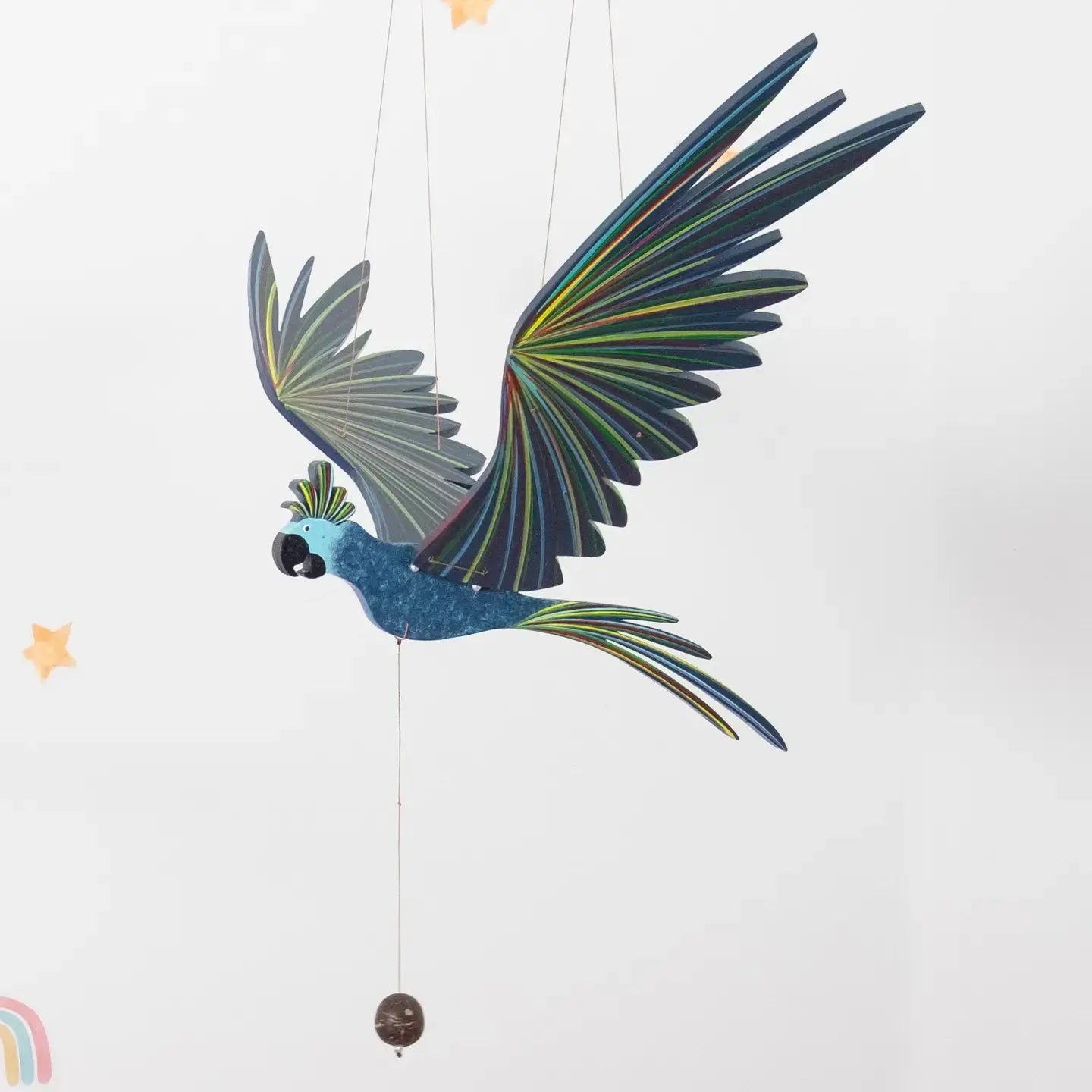 mobile - flying - cockatiel parrot blue by tulia's artisan gallery