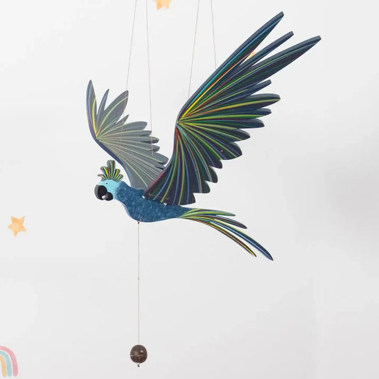 mobile - flying - cockatiel parrot blue by tulia's artisan gallery