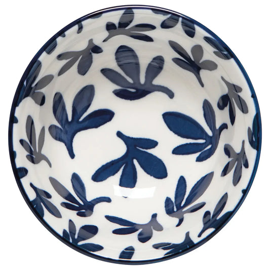 bowl - stamped 3.5" - blue floral by now designs