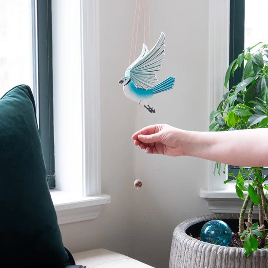 mobile - flying - blue jay by tulia's artisan gallery