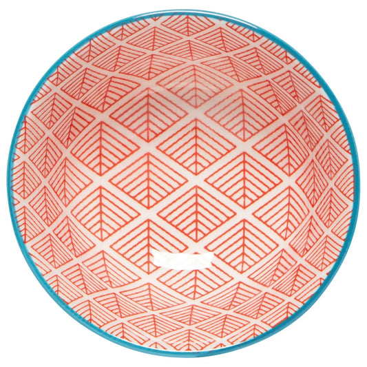 bowl - stamped 3.5" - blue red dash by now designs