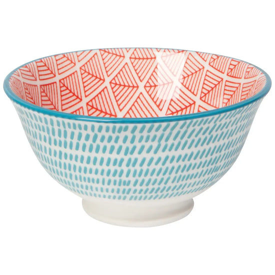 bowl - stamped 3.5" - blue red dash by now designs