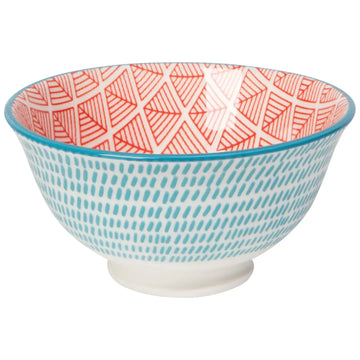 bowl - stamped 3.5" - blue red dash by now designs