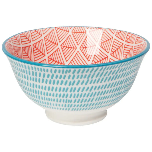 bowl - stamped 3.5" - blue red dash by now designs