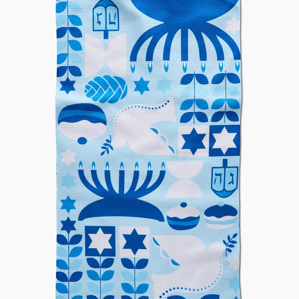 tea towel - microfiber holiday - blue traditions (hanukkah) by geometry house