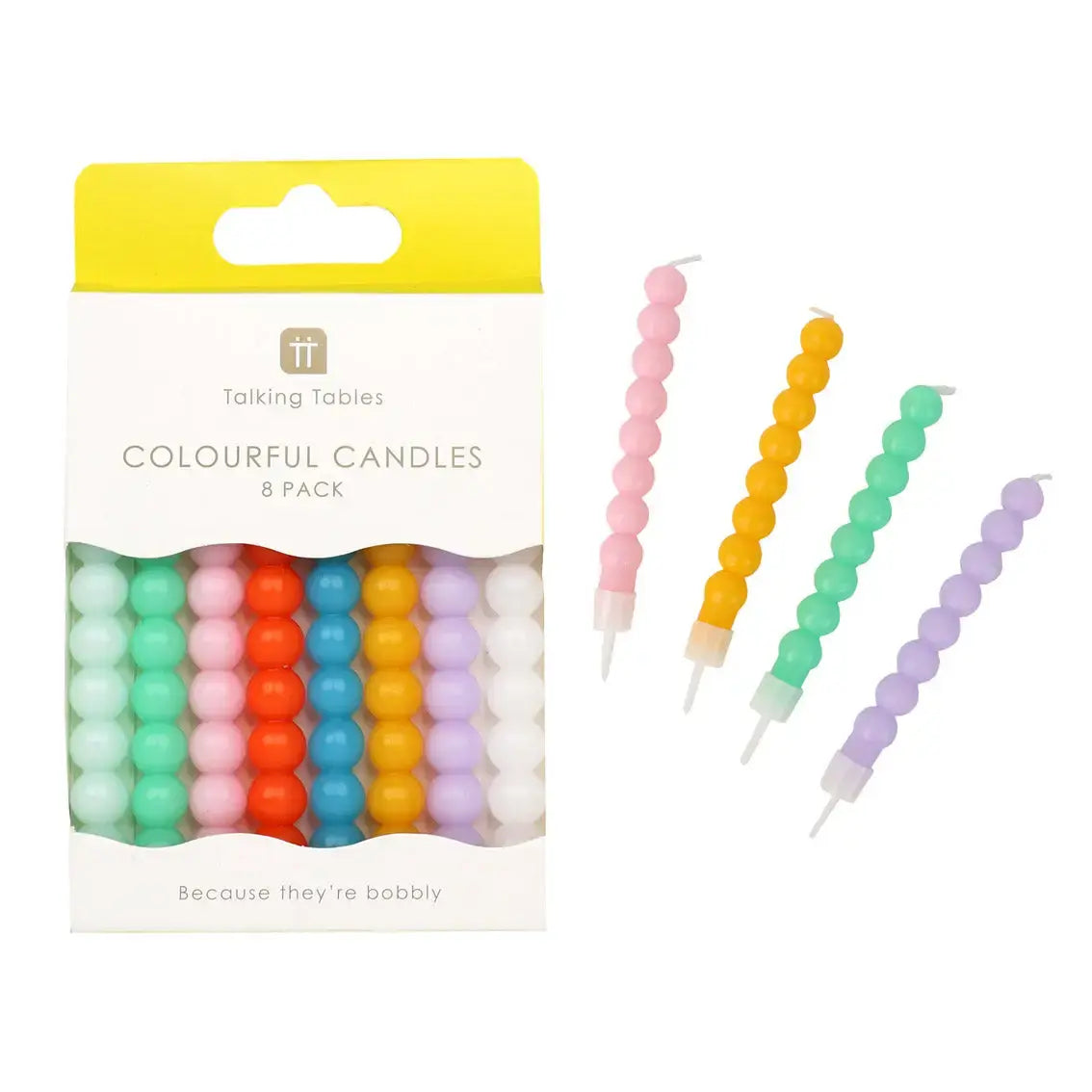 candles - bobble colorful - 8 pack by talking tables, usa