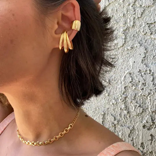 earrings - bold plain ear cuff - 18kgf by goldfi