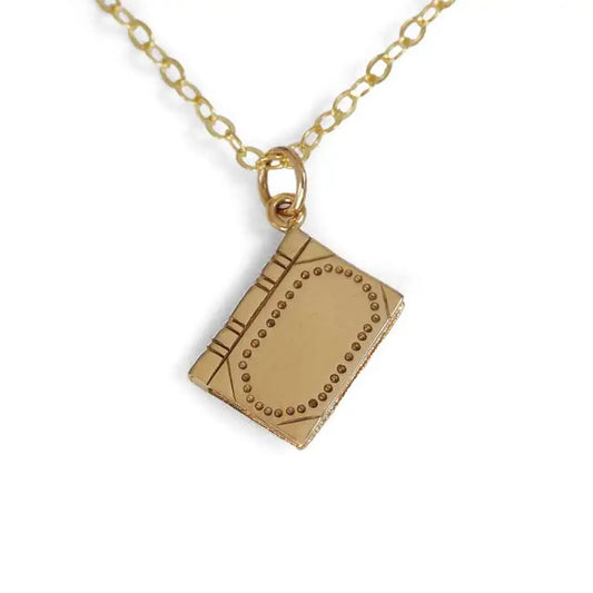necklace - book charm - bronze gold fill by nina designs