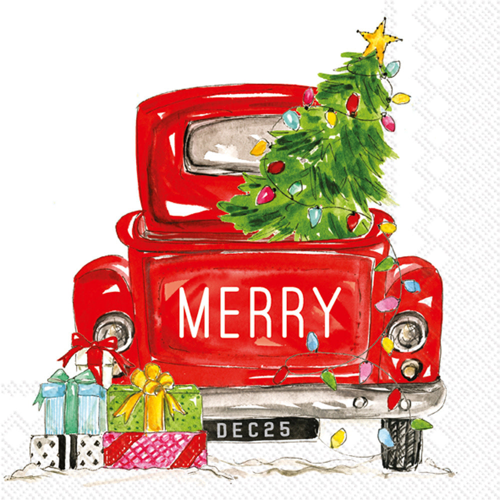 napkins - holiday cocktail- merry truck by boston international