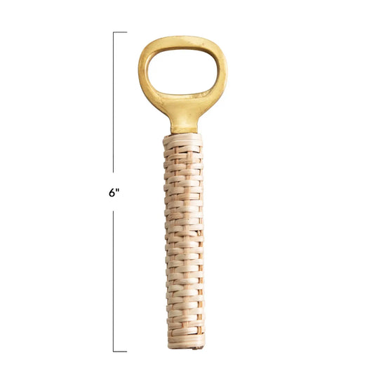bottle opener - wrapped bamboo + brass by creative co-op