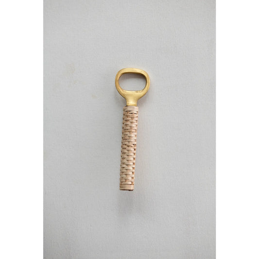 bottle opener - wrapped bamboo + brass by creative co-op