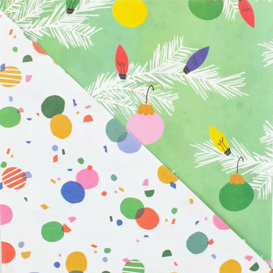 wrapping paper - 2-sided eco - boughs/twinkle confetti by wrappily eco gift wrap co.