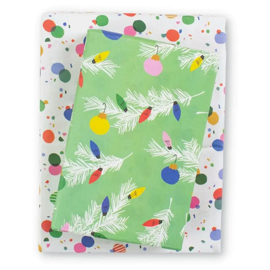 wrapping paper - 2-sided eco - boughs/twinkle confetti by wrappily eco gift wrap co.
