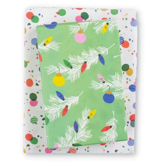 wrapping paper - 2-sided eco - boughs/twinkle confetti by wrappily eco gift wrap co.