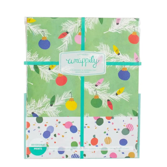 wrapping paper - 2-sided eco - boughs/twinkle confetti by wrappily eco gift wrap co.