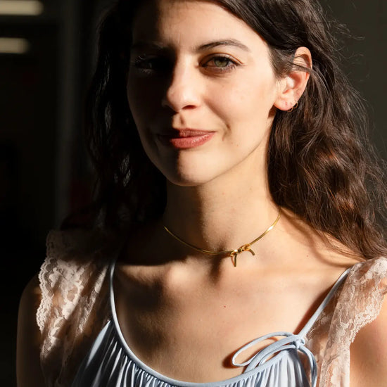 necklace - bow peep choker - 18kgp by peter and june