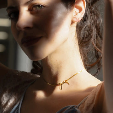 necklace - bow peep choker - 18kgp by peter and june