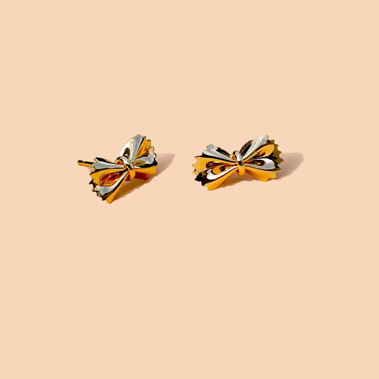 earrings - bow tie pasta studs - 18kgp by peter and june