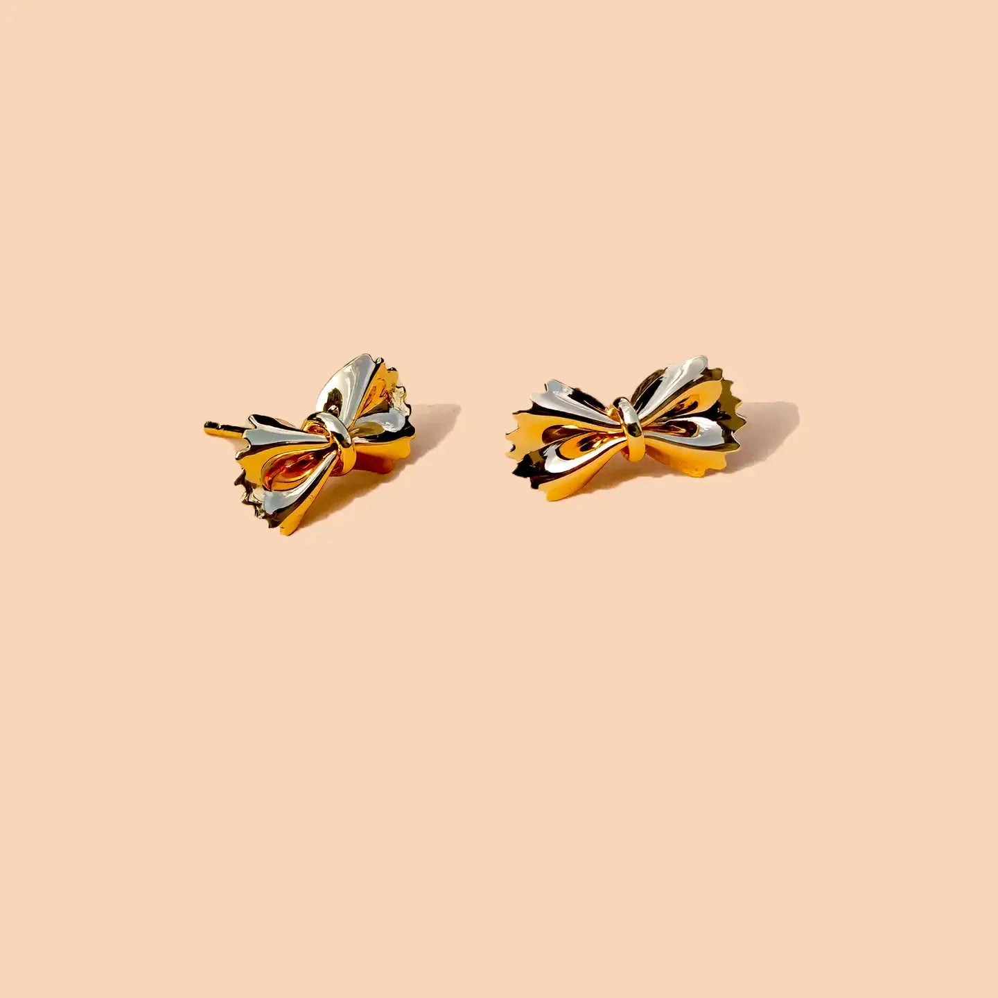 earrings - bow tie pasta studs - 18kgp by peter and june
