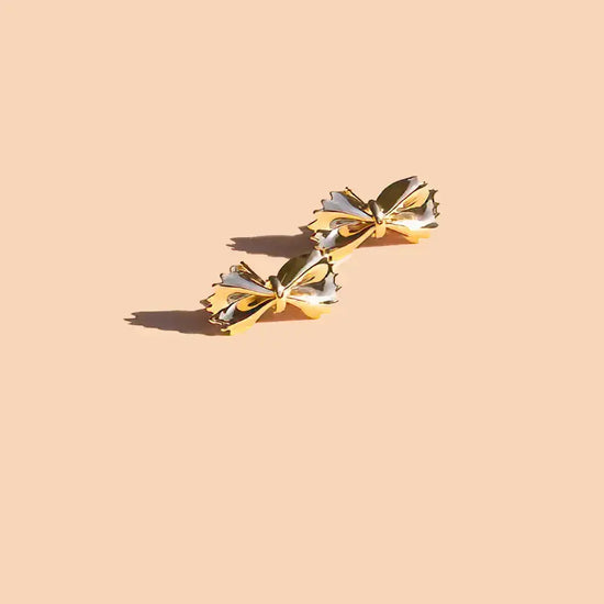 earrings - bow tie pasta studs - 18kgp by peter and june