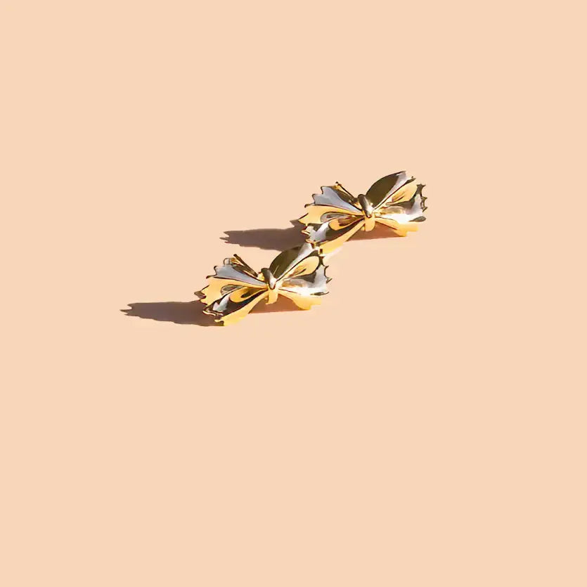 earrings - bow tie pasta studs - 18kgp by peter and june