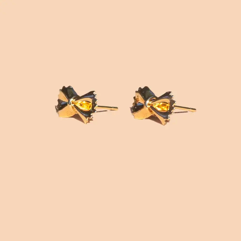 earrings - bow tie pasta studs - 18kgp by peter and june