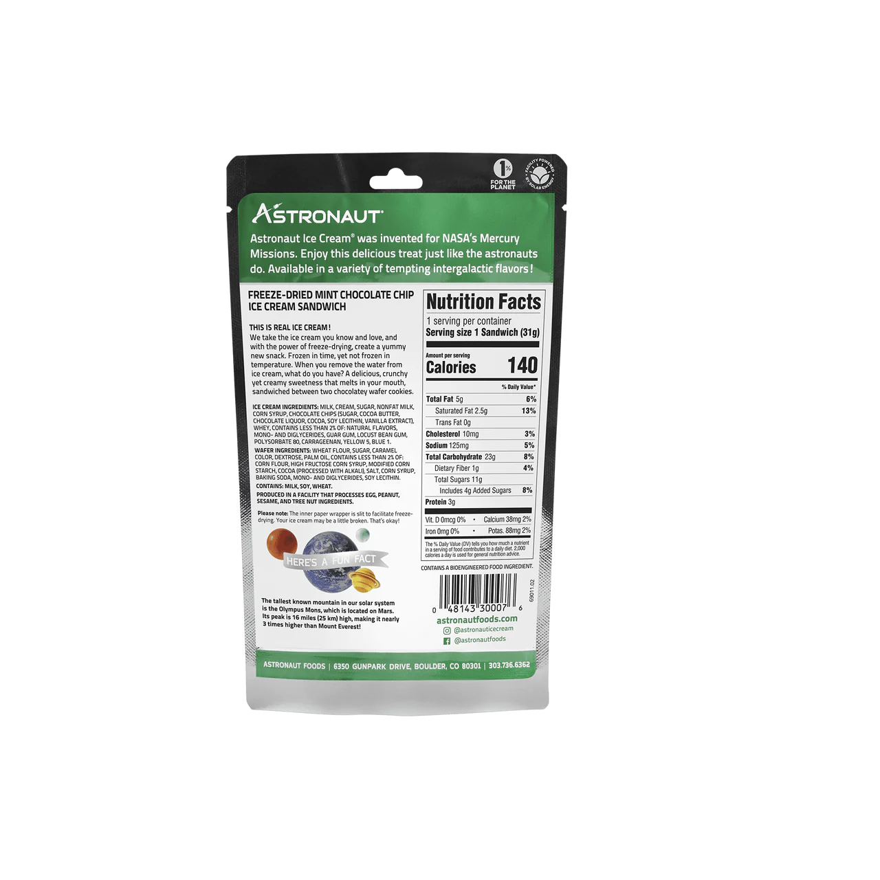 candy - astronaut ice cream - mint chocolate chip by redstone foods inc