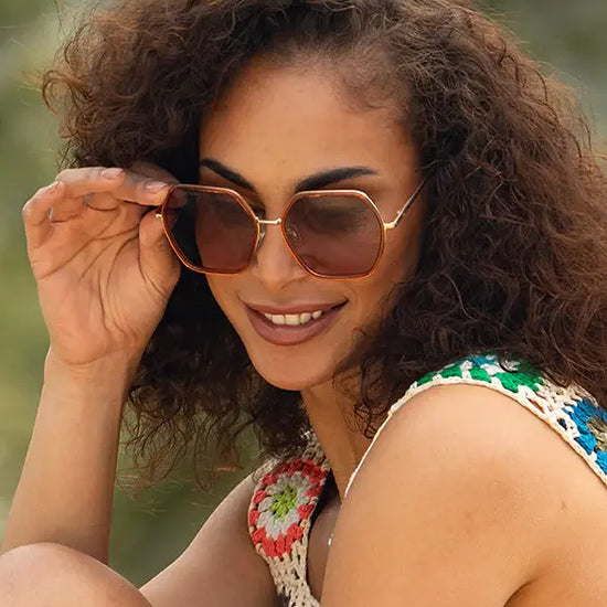 sunglasses - "addyson" - matte beige + gold/smoke polarized lens by blue planet eyewear
