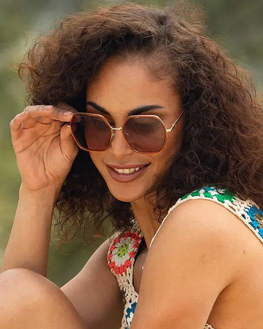 sunglasses - "addyson" - matte beige + gold/smoke polarized lens by blue planet eyewear