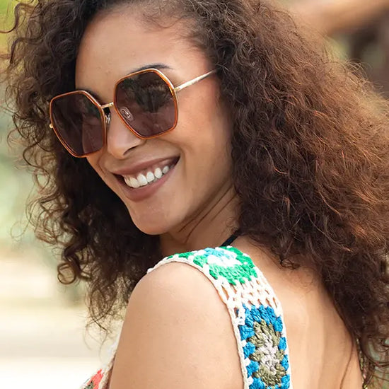 sunglasses - "addyson" - matte beige + gold/smoke polarized lens by blue planet eyewear