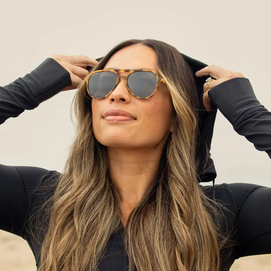 sunglasses - dunes - soft honey tortoise/smoke polarized by blue planet eyewear
