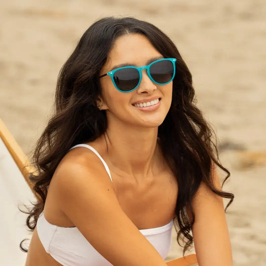 sunglasses - aire - milky teal/gold/gradient brown polarized by blue planet eyewear