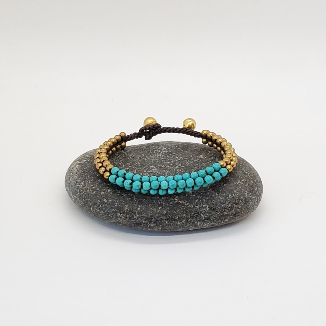 bracelet - brass + stone cluster turquoise by baizaar