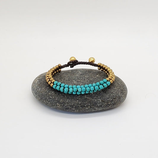 bracelet - brass + stone cluster turquoise by baizaar