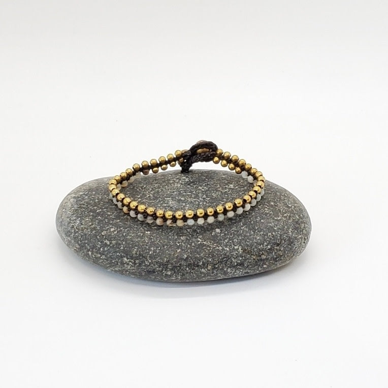 bracelet - brass + stone split by baizaar