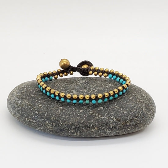 bracelet - brass + stone split by baizaar