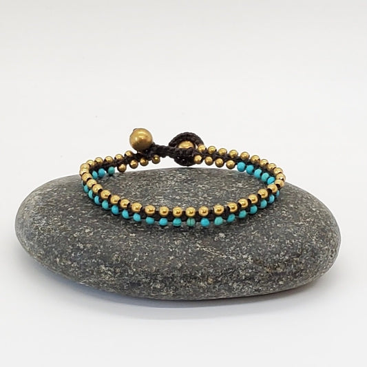 bracelet - brass + stone split by baizaar