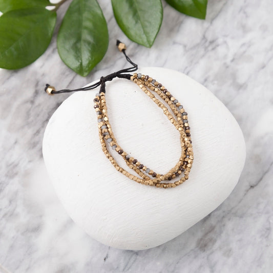 bracelet - brass + stone - 3-band by baizaar