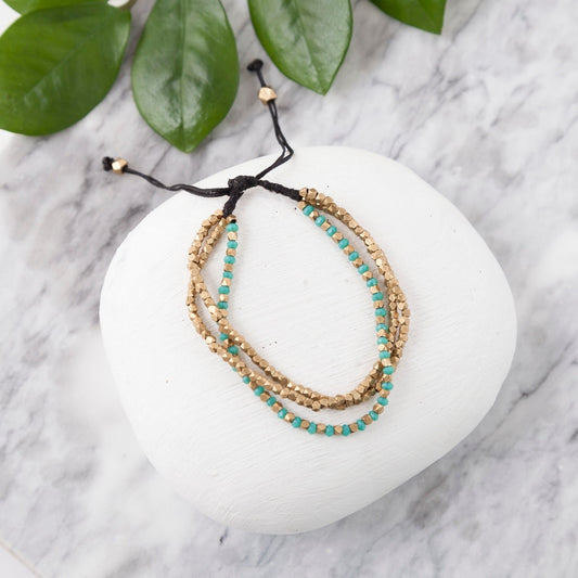 bracelet - brass + stone - 3-band by baizaar