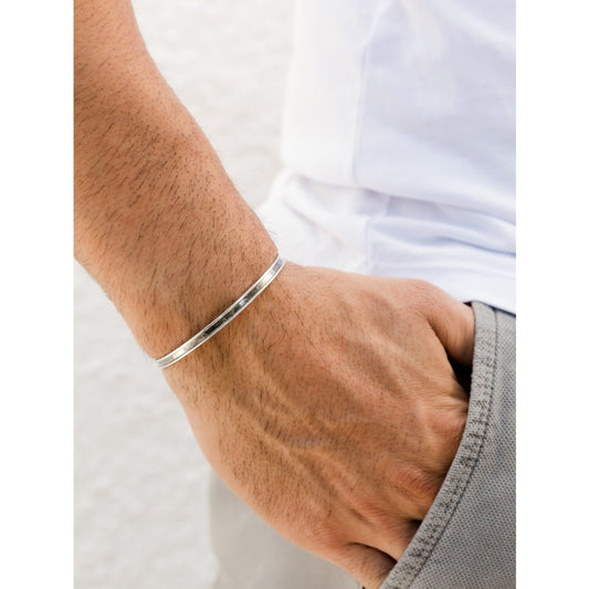 men's bracelet cuff - adjustable - silver thin by christina christi