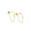 earrings - stud - brass - bar & chain by baizaar