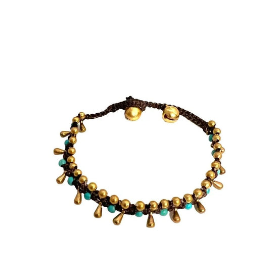 brass bracelet - beaded teardrop by baizaar
